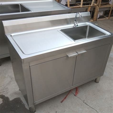 不锈钢水池柜 商用双槽洗碗池带平台餐厅厨房一体式储物水池批发-阿里巴巴