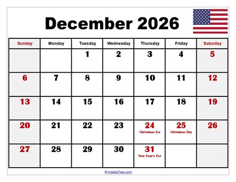 Calendar December 2026 - Free Printable Templates