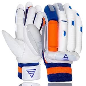 Buy VERSANT Goat Cricket Batting Gloves (White-Orange-Blue, Men Size ...