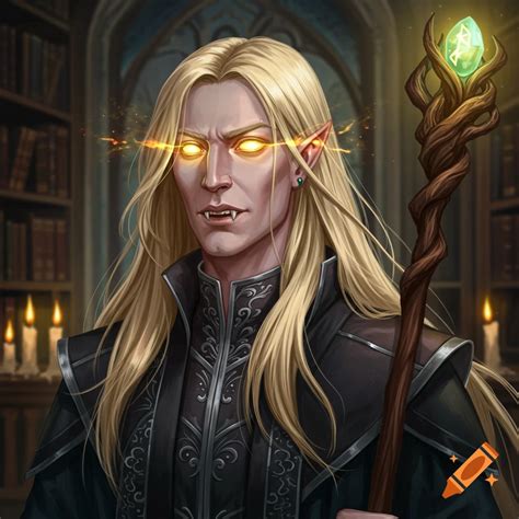 Art of a young tan-skinned male warlock with long blonde hair and halo on Craiyon