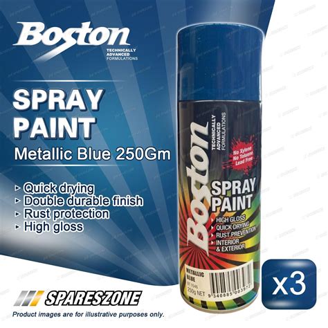 3 x Boston Metallic Blue Spray Paint 250 Gram Blue Shiny Rust ...