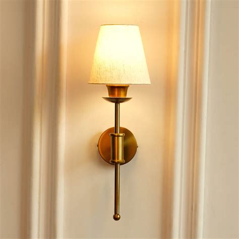 Divine Trends Brass Antique Finish Spacer Wall Lamp with Off White Sha