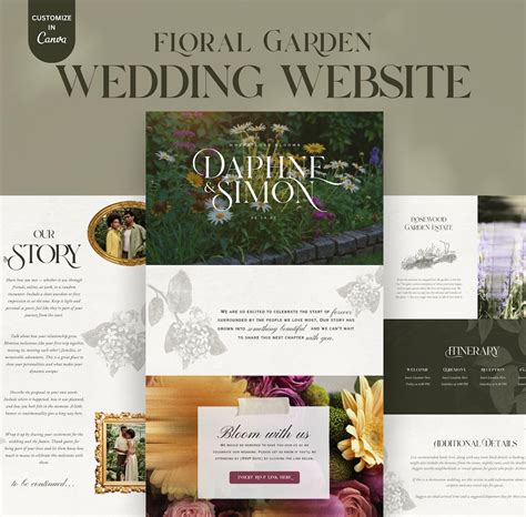 Bright Floral Luxe Wedding Website Template: Customizable Canva Bridal ...