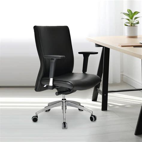 Command Mid Back Leatherette Office Chair (Black) – Nilkamal Homes