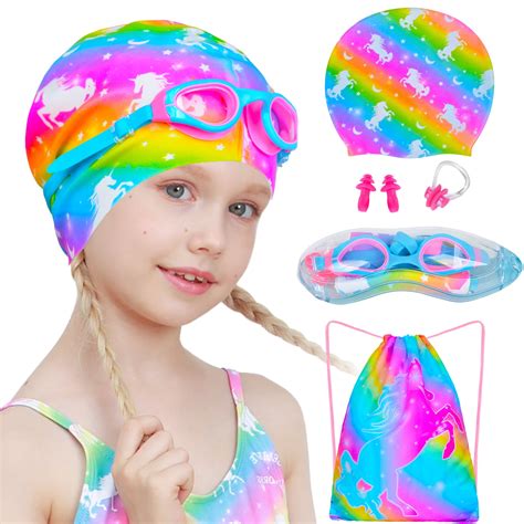 Kids Swim Caps for Girls, Silicone Swimming Cap for Kids Children ...