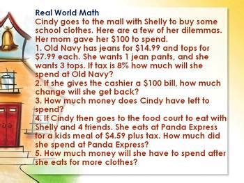 Image result for Real-World Math Problems Examples
