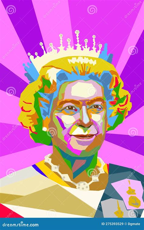 Queen Elizabeth II Pop Art editorial stock image. Illustration of portrait - 275393529
