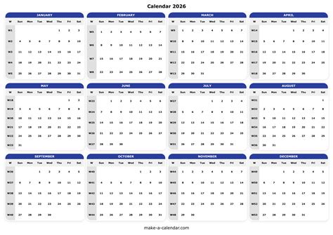 2026 Calendar - Free Yearly Printable