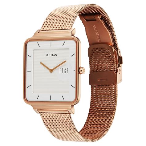 Buy Online Titan Edge Quad Quartz Analog White Dial With Rose Gold ...