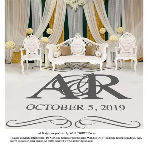 Custom Wedding Decor Dance Floor Sign Backdrop Decal Heart Scroll Theme ...