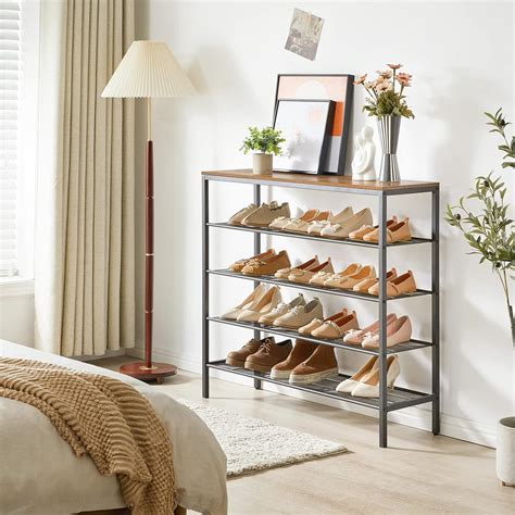 Buy IBUYKE Shoe Rack, 5-Tier Shoe Shelf, Shoe Organizer with 4 Metal ...