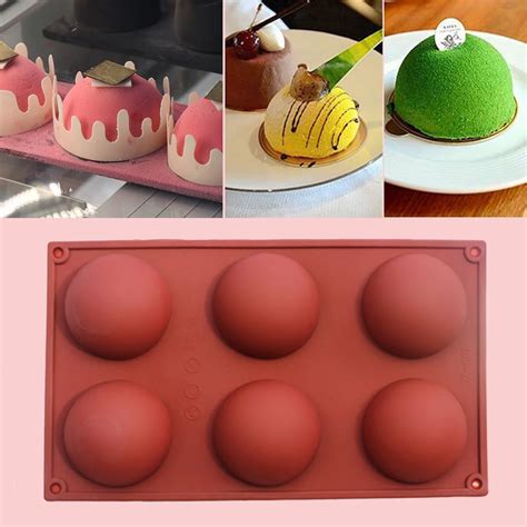 New Silicone Mold 6 Holes Hemisphere Shape Silicone Mold For Baking ...