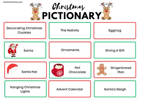 Christmas Pictionary Game For Families-Free Printable - Fox Farm Home