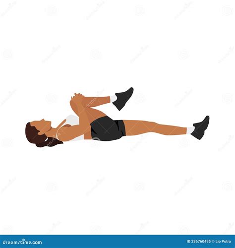 Woman Doing Knee To Chest Lower Back Stretch Stock Illustration ...