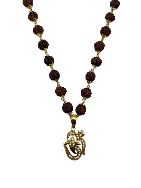 Om/Lord Ganesha Mens Rudraksha Mala Necklace – Digital Dress Room