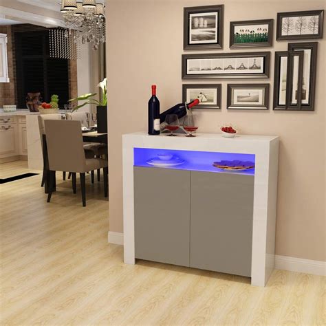 Buy Ding Sideboard Storage Cabinets with RGB LED Grey color Online at ...