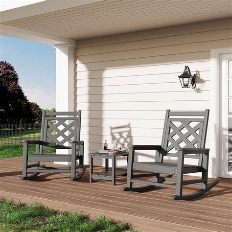 Qeetex Outdoor Rocking Chair HDPE Plastic Patio Rocker Chair for Porch ...