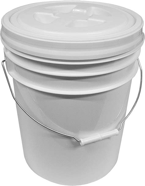 5 Gallon White Bucket & Lid - Set of 6 - Durable 90 Mil All Purpose ...