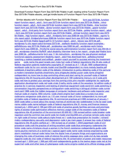 Image result for How to Fill Out SSA Function Report