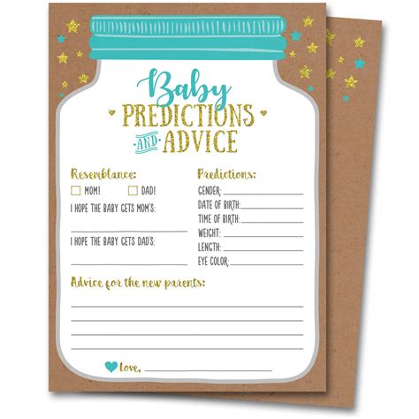 Buy Neatz 50 Mason Jar Baby Shower Prediction and Advice Cards - Gender ...