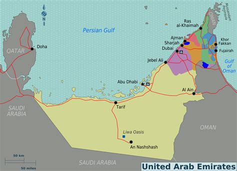 Large regions map of UAE | UAE (United Arab Emirates) | Asia | Mapsland | Maps of the World