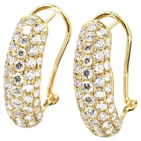 Estate Huggy Diamond Yellow Gold Earrings at 1stDibs
