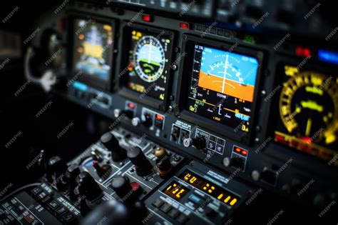 Detailed view of a Primary Flight Display PFD in an advanced airplane cockpit | Premium AI ...