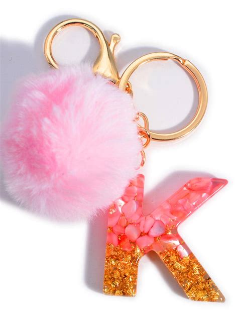 Pom Pom & Letter Charm Keychain | SHEIN USA