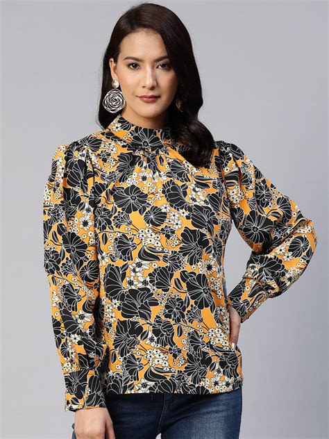 Floral Print Puff Sleeves Top – pluss.in