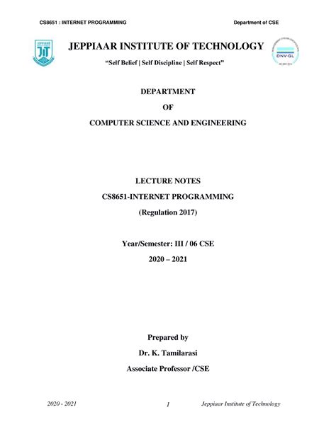 IP-UNIT-5 - Internet programming - JEPPIAAR INSTITUTE OF TECHNOLOGY ...