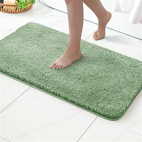 MIULEE Sage Green Absorbent Bath Rugs Soft Large Bathroom Mats Non-Slip ...