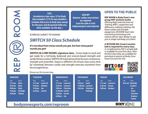 REP ROOM at BODY ZONE - class schedule (7 NOV 2022) - Body Zone Sports ...