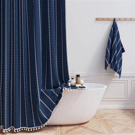 Amazon.com: BTTN Boho Farmhouse Shower Curtain - Linen Rustic Weighted ...