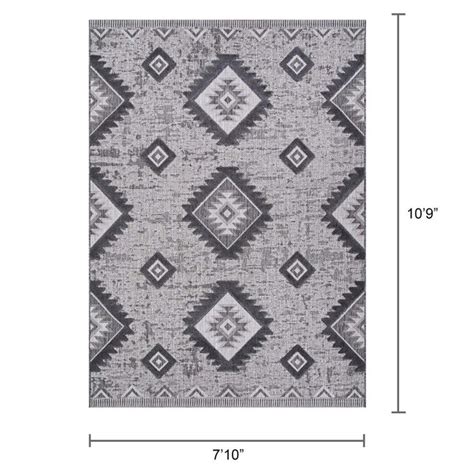 Couristan VERANDA 8 X 10 Light Grey-anthracite Indoor/Outdoor Geometric ...
