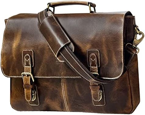 RUSTIC TOWN Leather Laptop Bag for Men - 16" Messenger Crossbody ...
