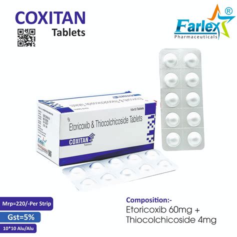 Etoricoxib 60 mg Thiocolchicoside 4 mg Tablet Manufacturers India