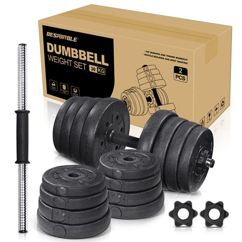 BESPORTBLE A Pair of 30kg Dumbbell Weight Set Adjustable Solid Fitness ...