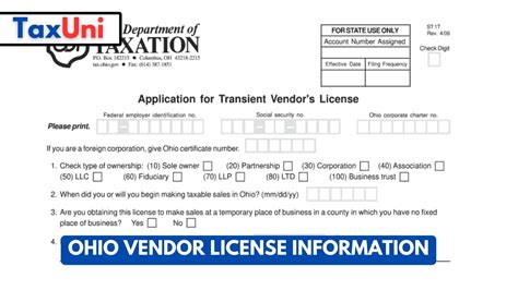 Ohio Vendor License Information