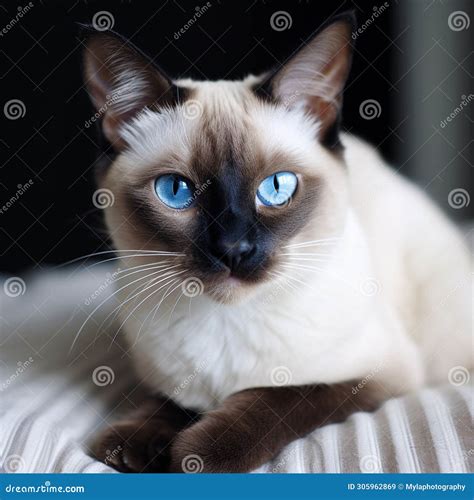 A Beautiful Siamese Cat With Striking Blue Eyes, Elegantly Posed ...