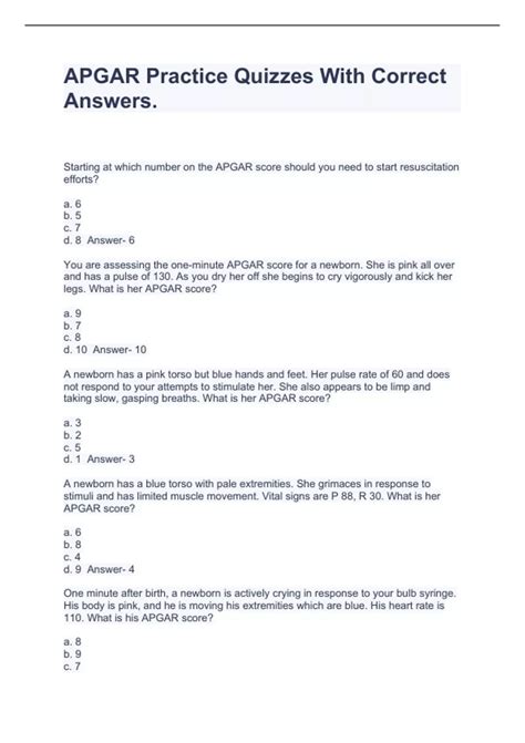 Image result for Apgar Practice Questions
