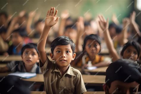 Premium Photo | Student raise hand in classroom