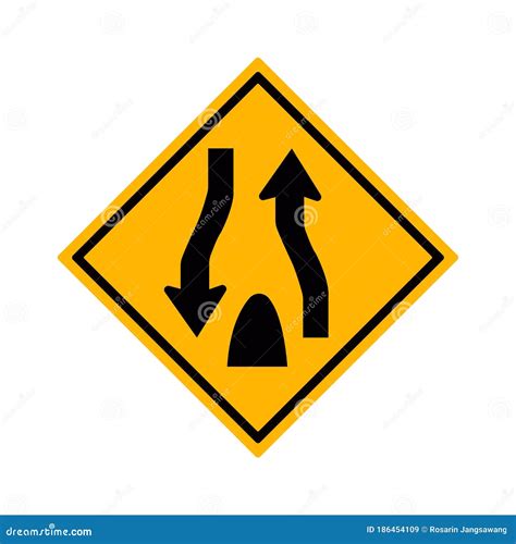 Divided Highway Ends Sign Isolated on a White Background Stock Vector ...
