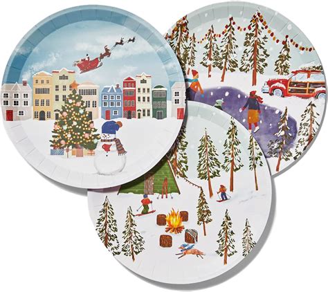 Amazon.com: Coterie Winter Wonderland Paper Plates for Holiday Party ...