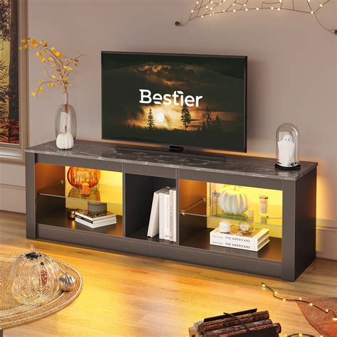 Buy Bestier TV Stand LED Entertainment Center for 55+ Inch TV Gaming TV ...