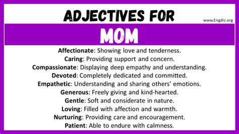 20+ Best Words to Describe Mom, Adjectives for Mom - EngDic
