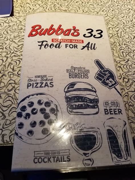 Bubba's 33 Menu - Updated October 2025