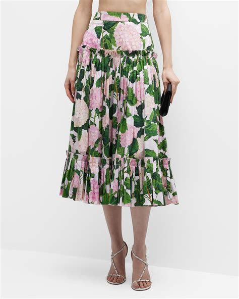 Dolce&Gabbana Silk Printed Midi Skirt | Neiman Marcus