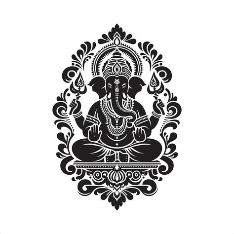 Happy Ganesh Chaturthi Vinayaka Chavithi Special Black and White Silhouette Art of Hindu God ... - painting of lord shiva