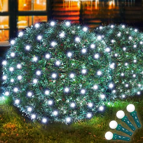 Dirnun Led Christmas Net Lights White Outdoor Christmas Lights 160LED ...