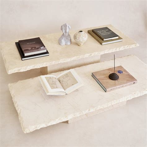 Organic White Marble + Sofita Stone Coffee Table with Live Edge – House ...